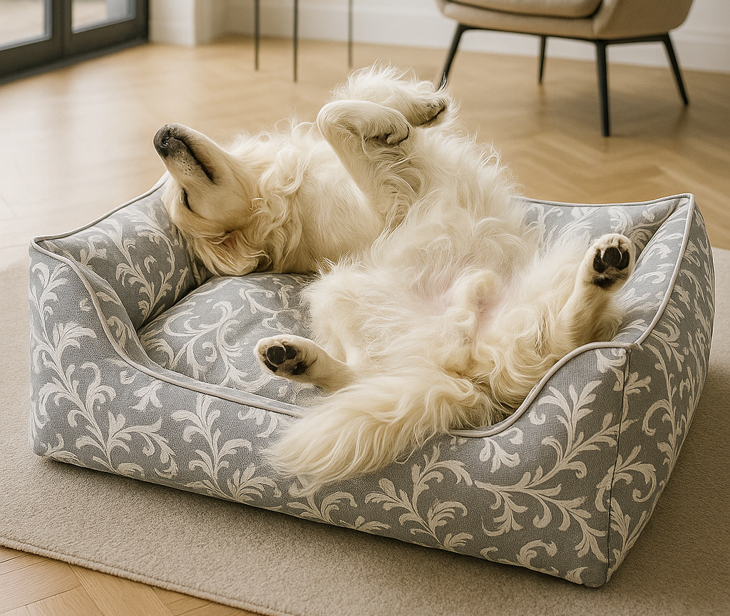 Hund auf dem Rücken schlafend